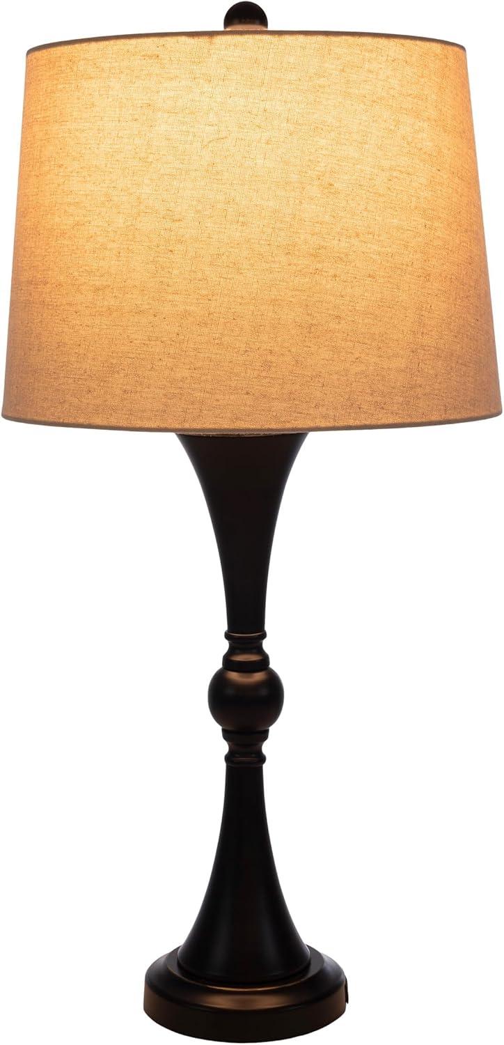 imageSet of 2 Table Lamps Lamps with USB Charging Ports Touch Control and LED Bulbs for Living Room Office or Bedroom Decor by Lavish Home Black