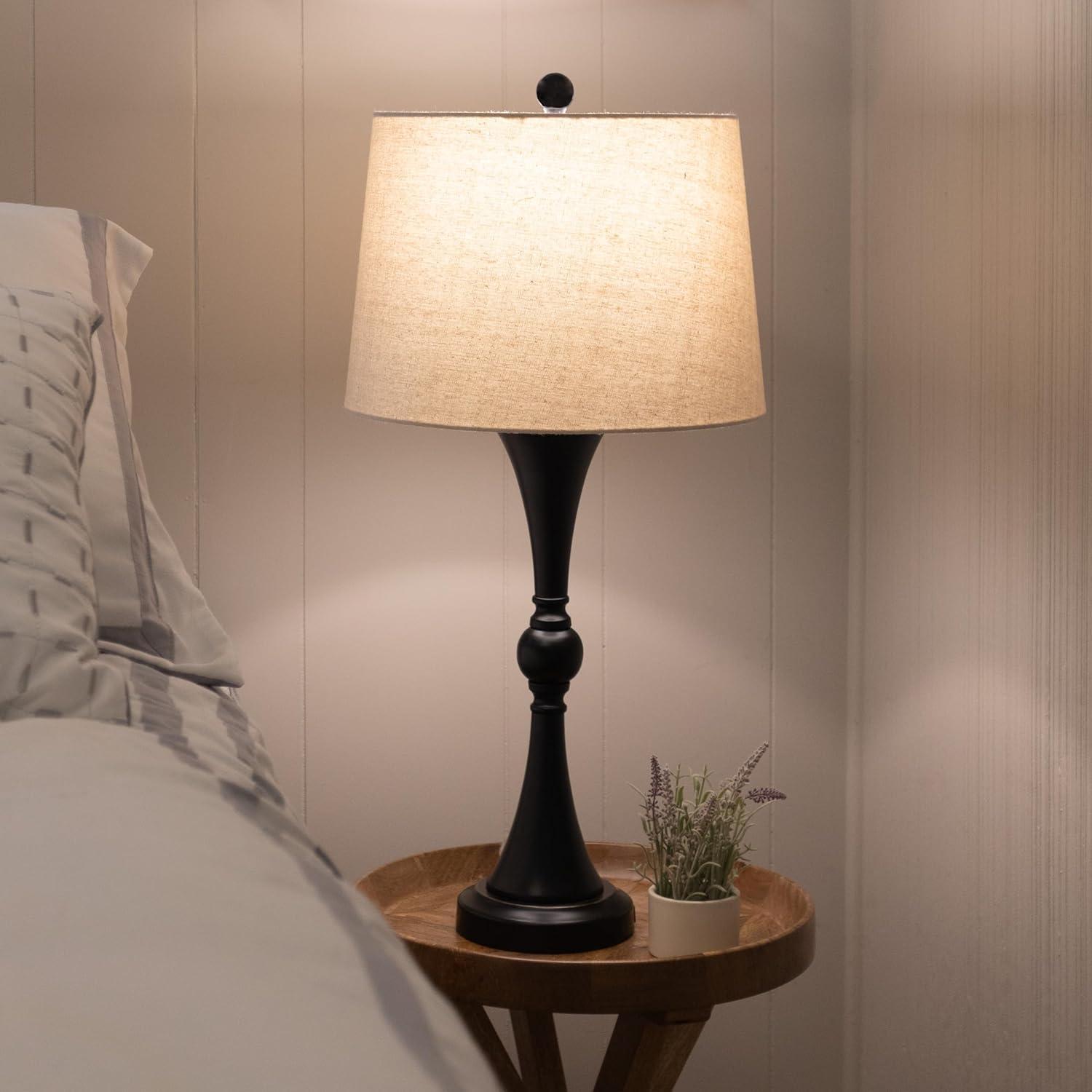 imageSet of 2 Table Lamps Lamps with USB Charging Ports Touch Control and LED Bulbs for Living Room Office or Bedroom Decor by Lavish Home Black