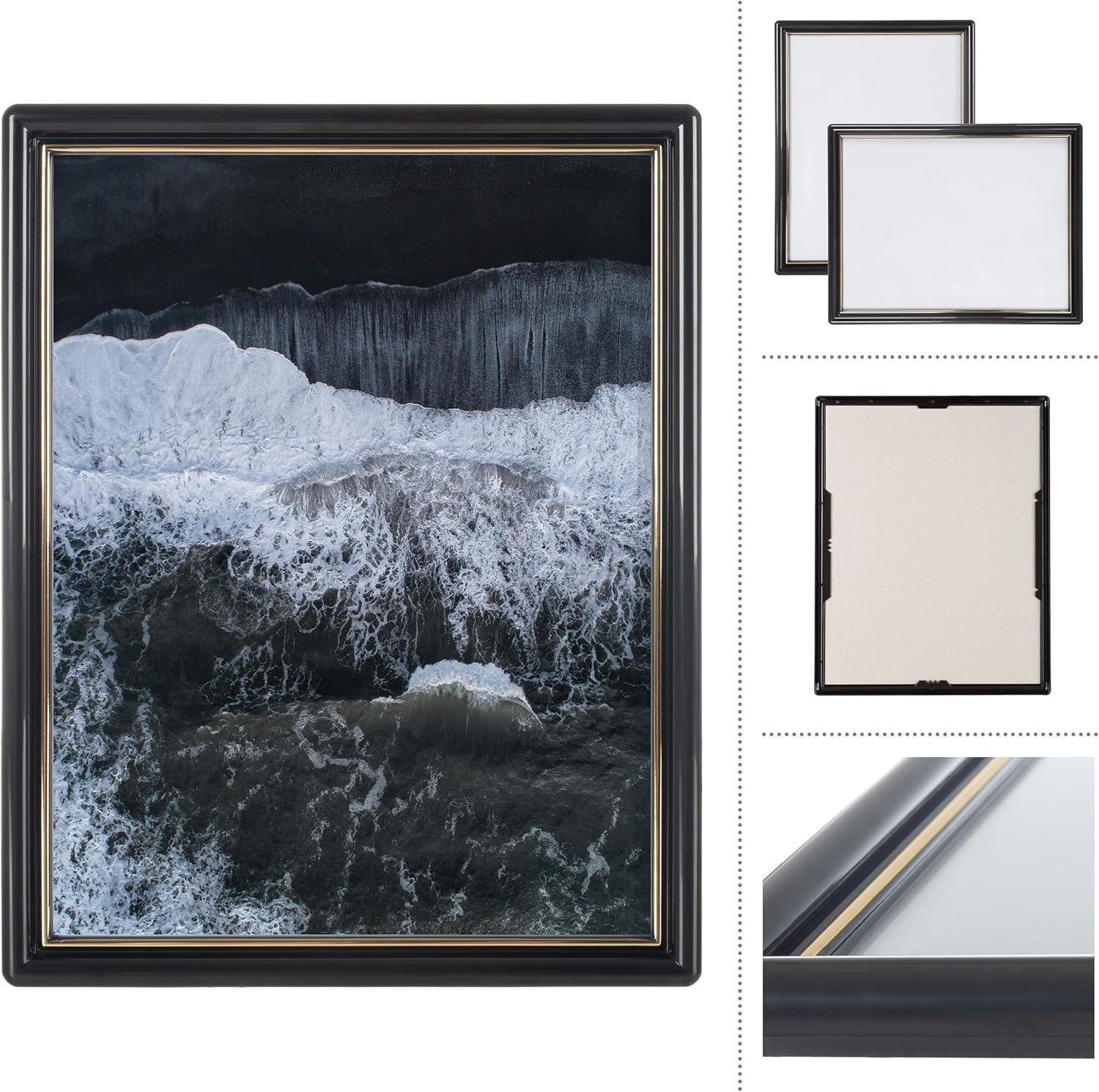 imageSet of 6 Picture Frames 11x14 Photo Frame Set with Stand and Hooks for Gallery Wall or Family Portrait Picture Wall Decor by Lavish Home Black85x11
