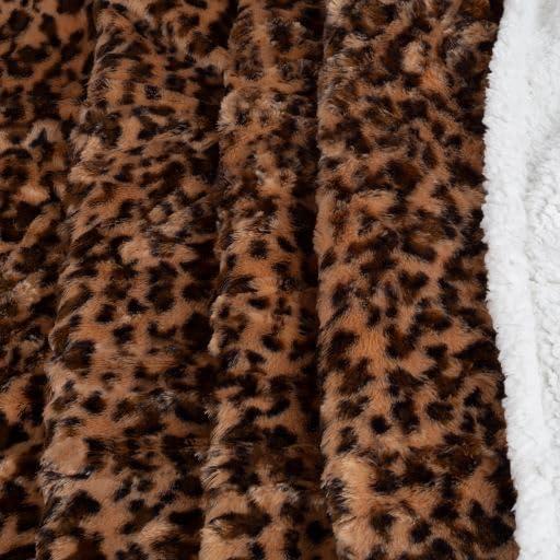 imageSherpa Fleece Throw Blanket 50x60Inch MachineWashable Reversible Throw Fluffy Blankets for Couch Chair or Bed by Lavish Home LeopardLeopard