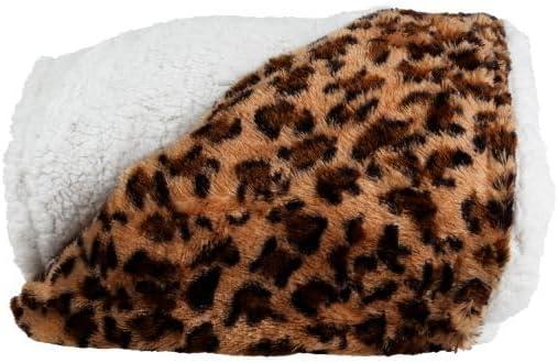 imageSherpa Fleece Throw Blanket 50x60Inch MachineWashable Reversible Throw Fluffy Blankets for Couch Chair or Bed by Lavish Home LeopardLeopard