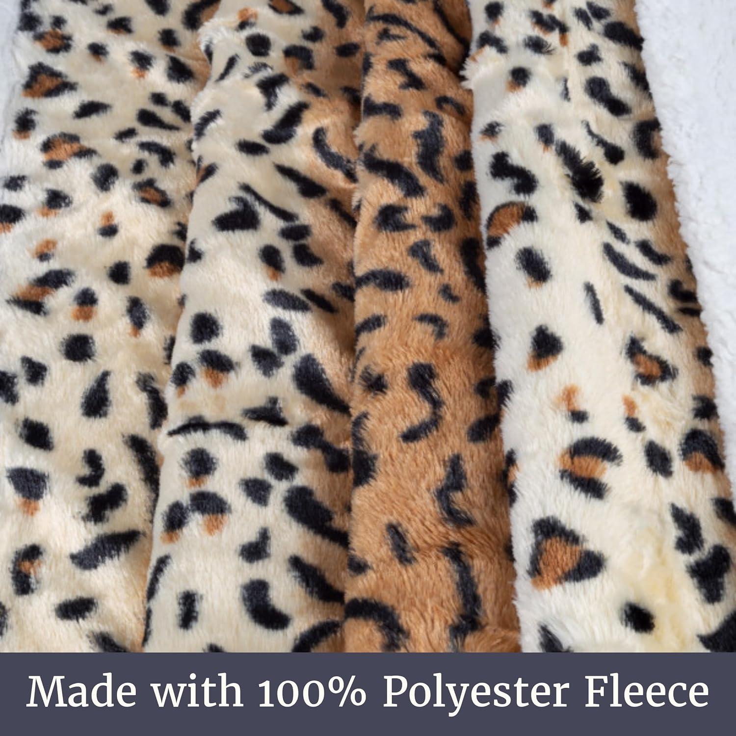 imageSherpa Fleece Throw Blanket 50x60Inch MachineWashable Reversible Throw Fluffy Blankets for Couch Chair or Bed by Lavish Home LeopardTiger