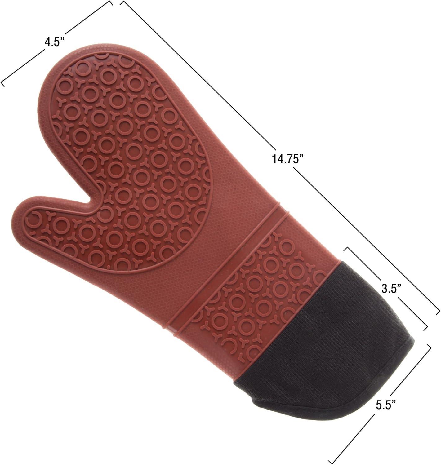 imageSilicone Oven Mitts Extra Long Professional Quality Heat Resistant with Quilted Lining and 2sided Textured Grip 1 pair Dark Red by Lavish Home