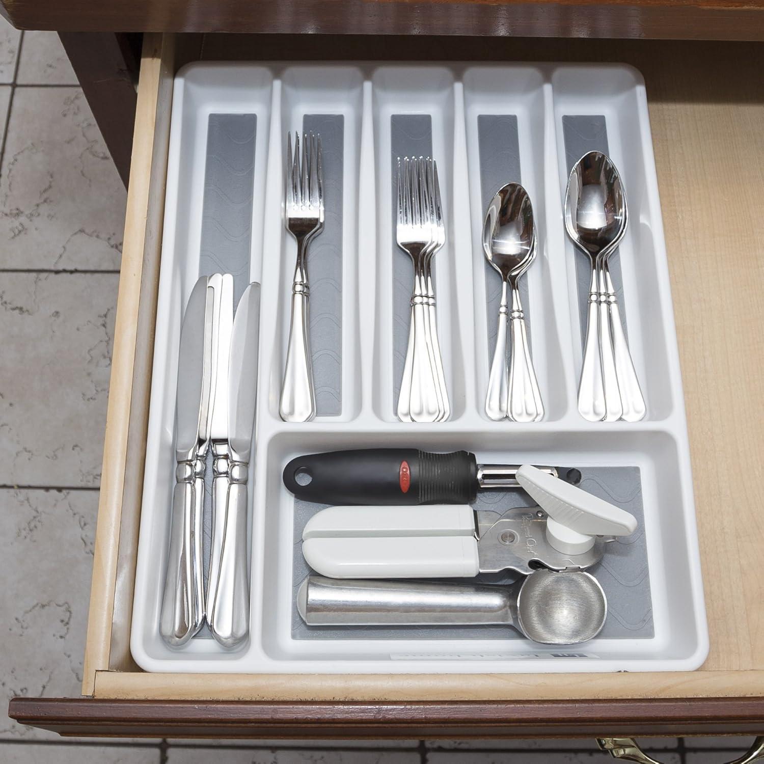 imageSilverware Drawer Organizer with 6 Sections and Nonslip Tray For Kitchen Flatware and Cutlery Office Supplies and Makeup Products by Lavish HomeSet of 1