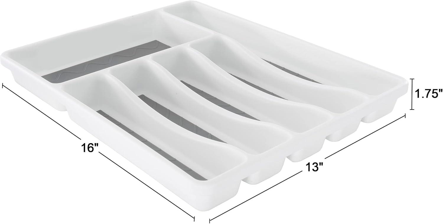 imageSilverware Drawer Organizer with 6 Sections and Nonslip Tray For Kitchen Flatware and Cutlery Office Supplies and Makeup Products by Lavish HomeSet of 2