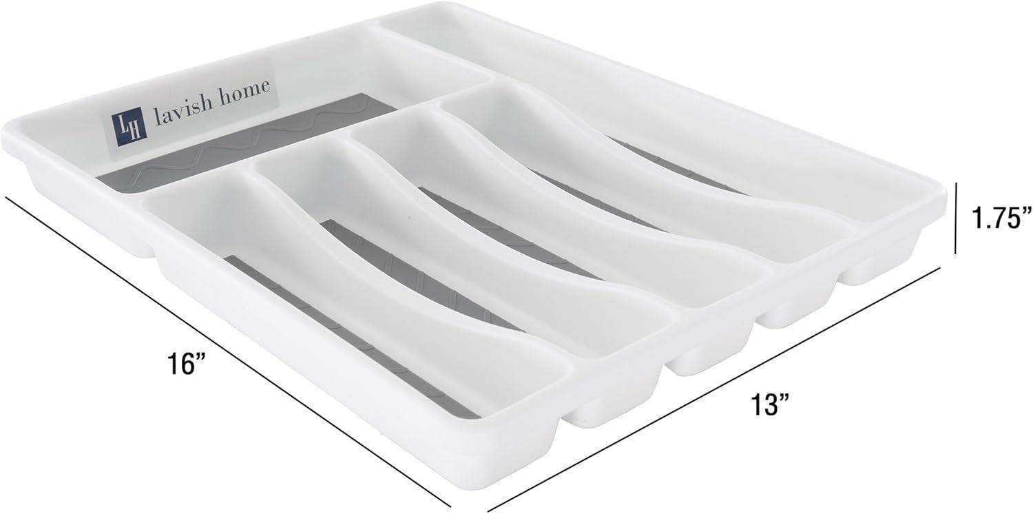 imageSilverware Drawer Organizer with 6 Sections and Nonslip Tray For Kitchen Flatware and Cutlery Office Supplies and Makeup Products by Lavish HomeSet of 1