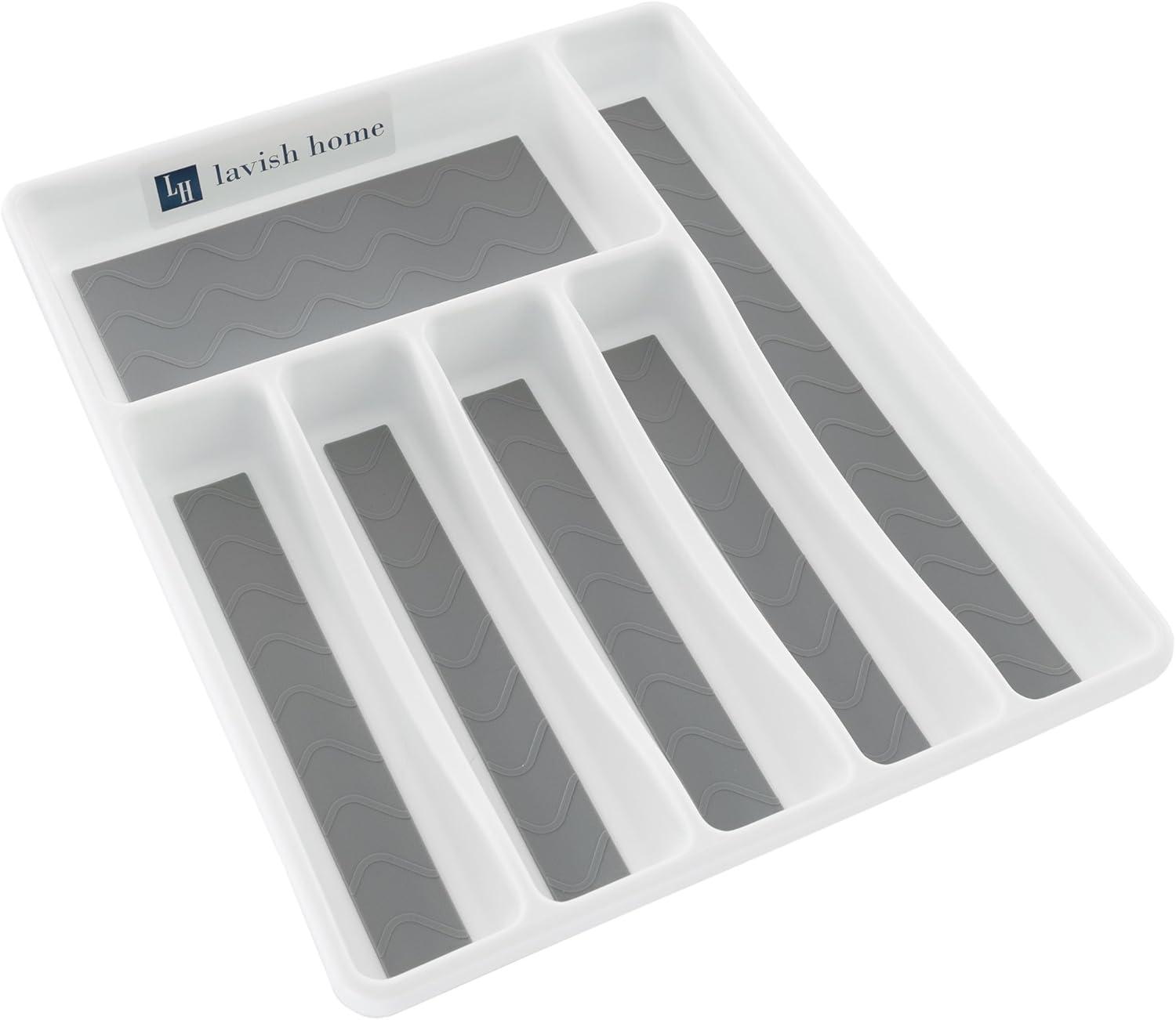 imageSilverware Drawer Organizer with 6 Sections and Nonslip Tray For Kitchen Flatware and Cutlery Office Supplies and Makeup Products by Lavish HomeSet of 1