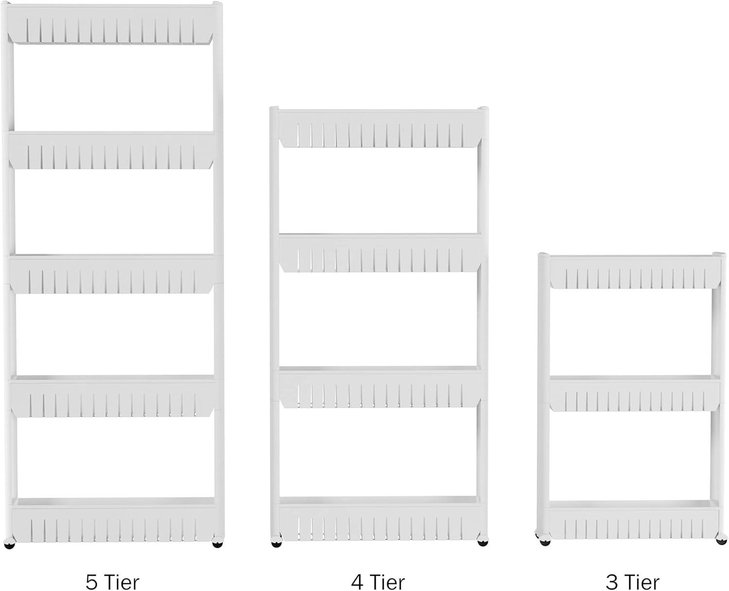 imageSlim Rolling Storage Cart 5Tier Utility Cart with Wheels for Bathroom Kitchen and Laundry Room Bathroom Shelves by Lavish Home White