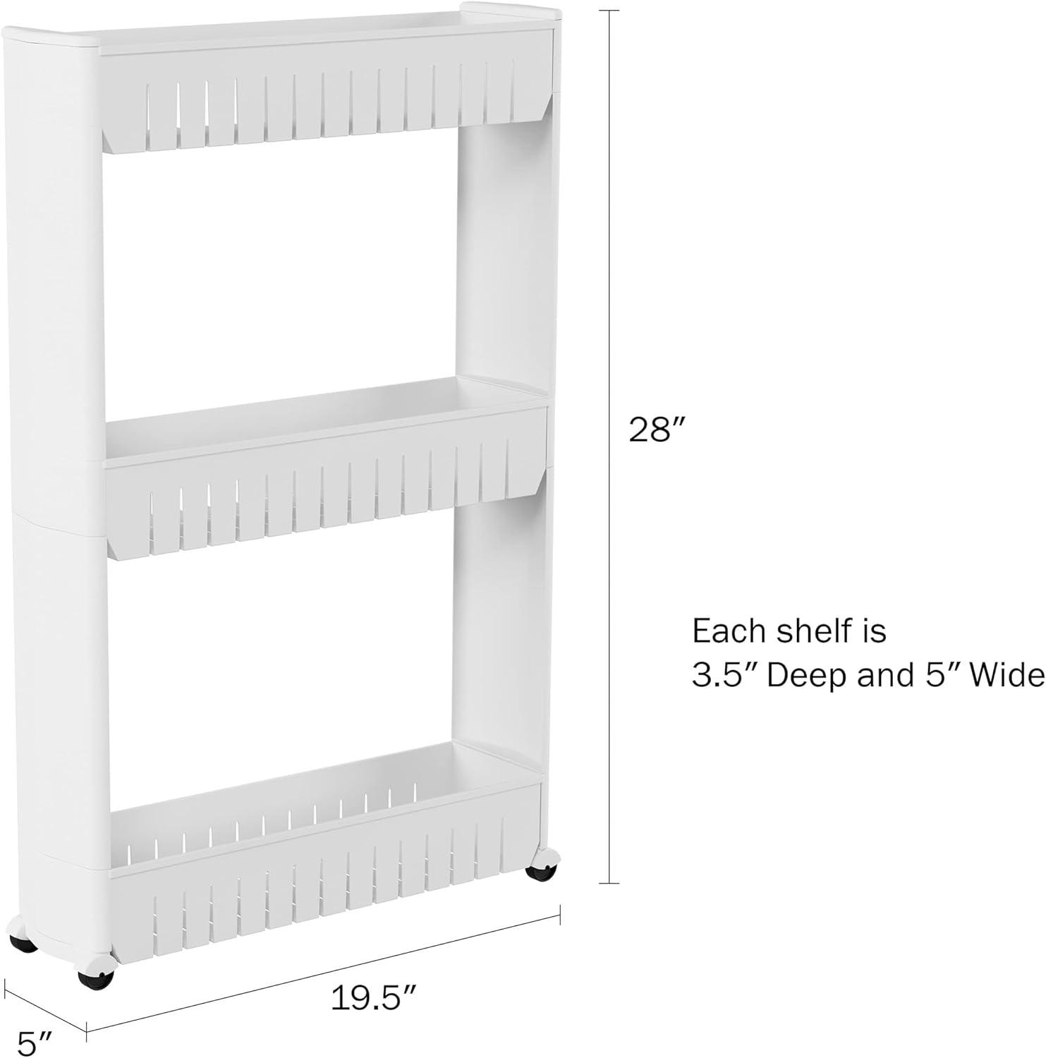 imageSlim Rolling Storage Cart 5Tier Utility Cart with Wheels for Bathroom Kitchen and Laundry Room Bathroom Shelves by Lavish Home White3Tier