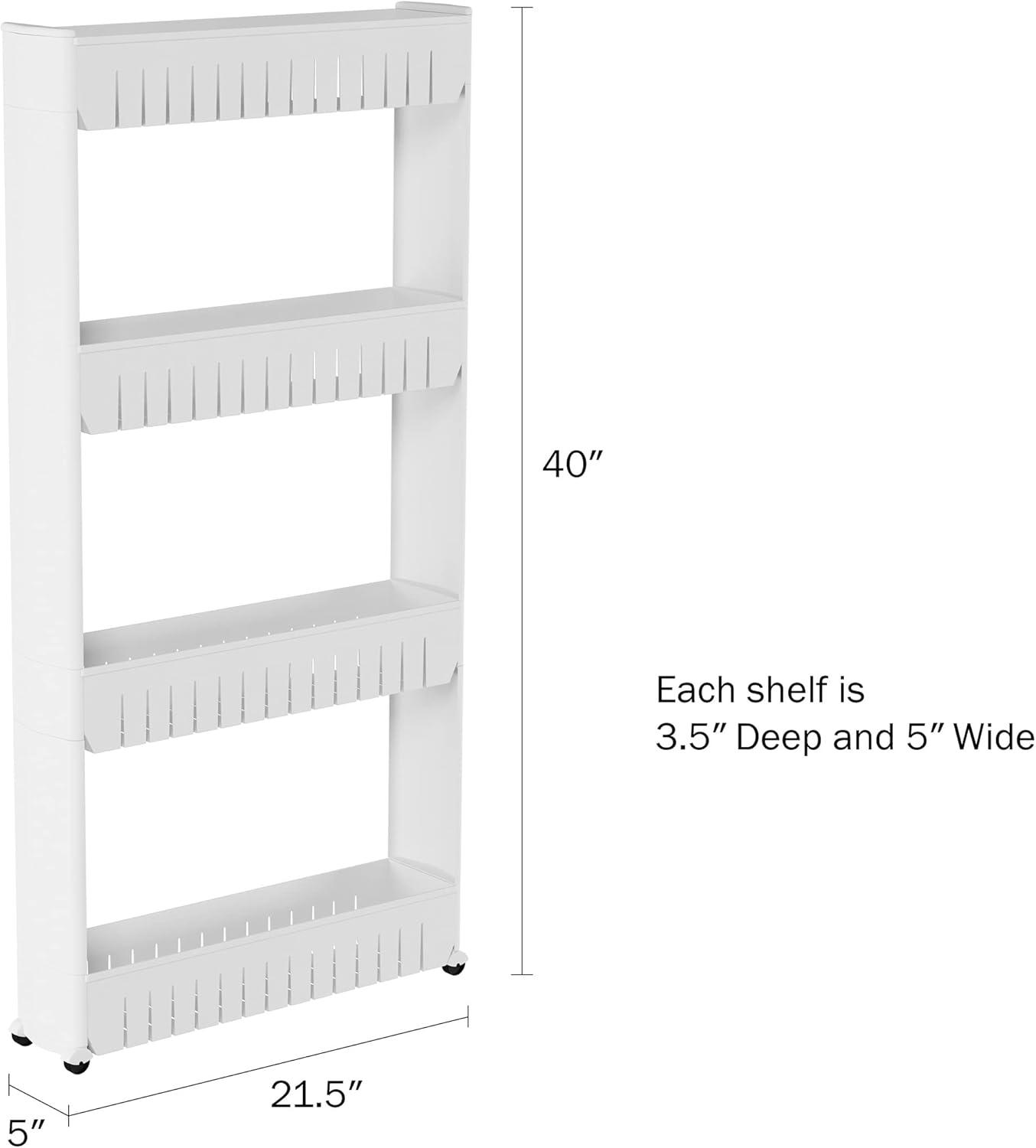 imageSlim Rolling Storage Cart 5Tier Utility Cart with Wheels for Bathroom Kitchen and Laundry Room Bathroom Shelves by Lavish Home White4Tier