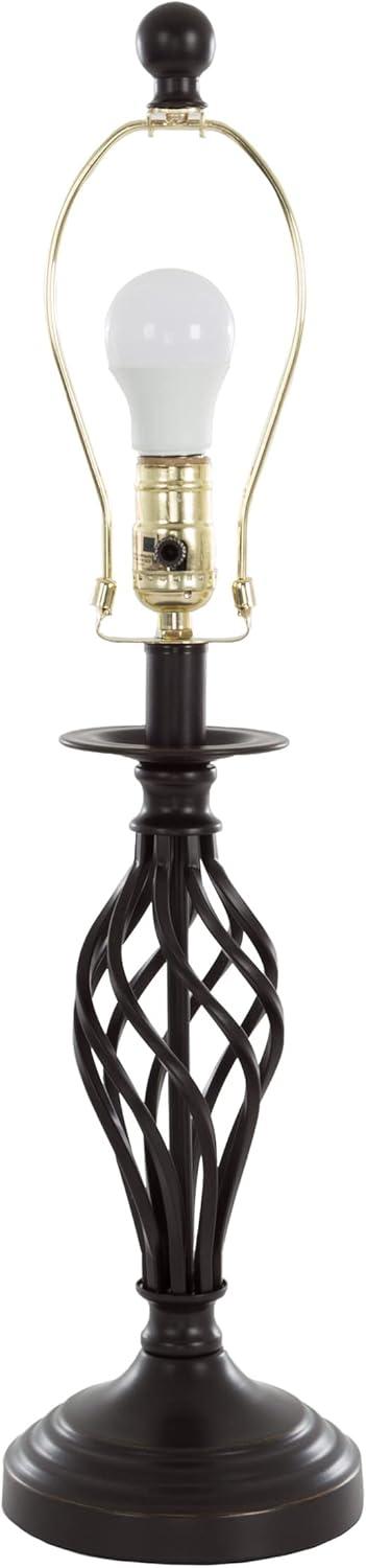 imageSpiral Cage Table Lamps Set of 2 OilRubbed Bronze Modern Farmhouse Style Bedside or Living Room Lamps with White Drum Shades by Lavish Home