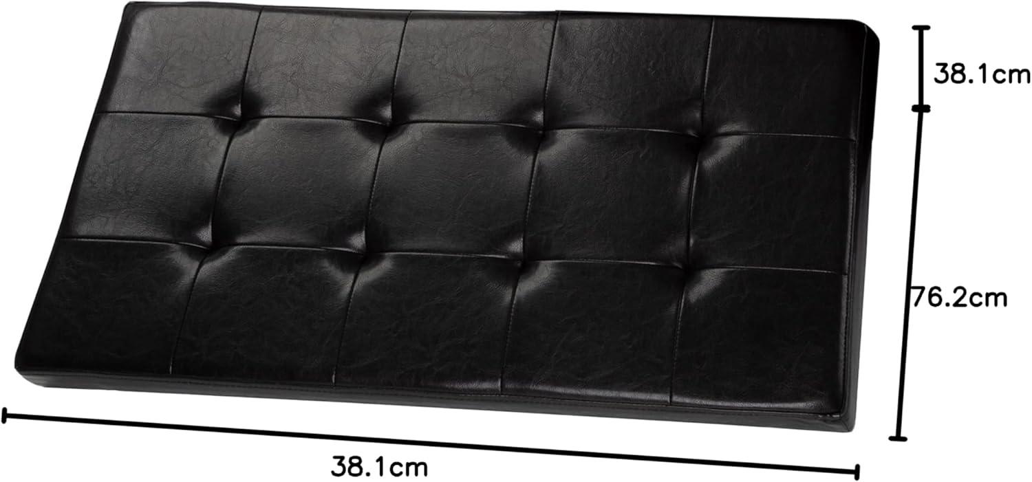 imageStorage Ottoman 30Inch Folding Faux Leather Footrest Linen Chest or Bench with Removable Bin for Living Room or Bedroom by HomeComplete BlackBlack