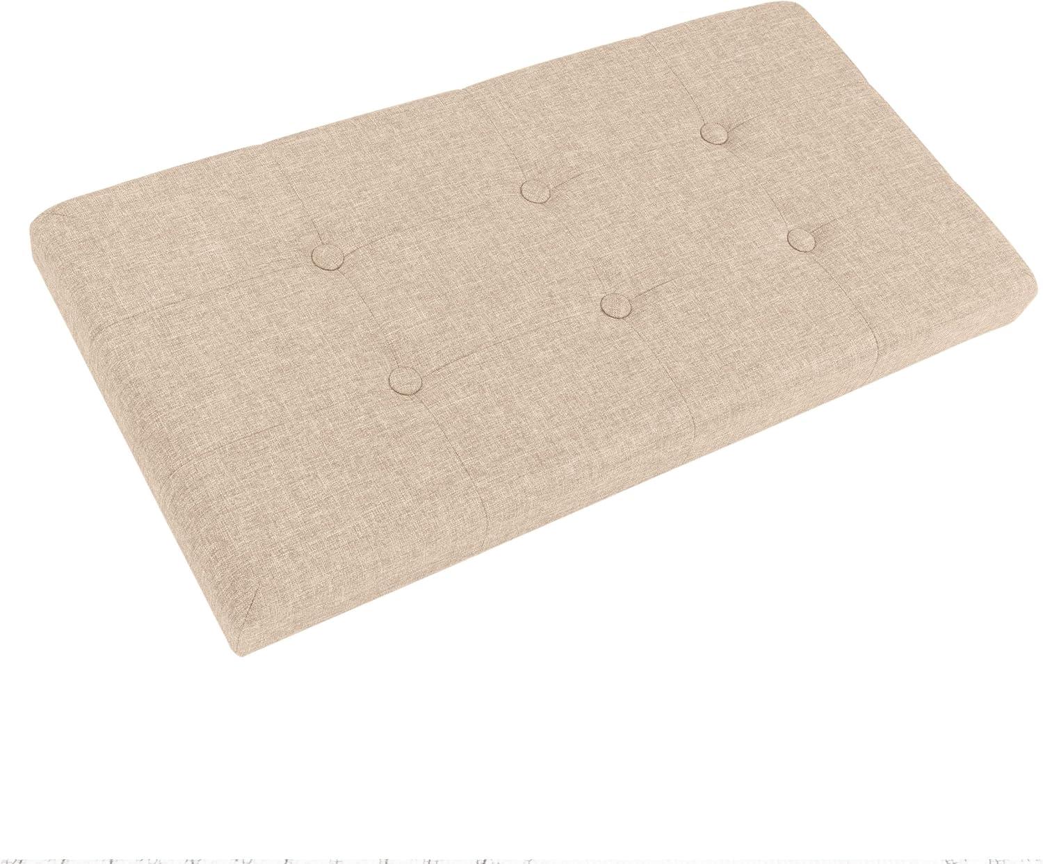 imageStorage Ottoman 30Inch Folding Tufted Footrest Linen Chest or Bench with Removable Bin for Living Room Bedroom or Dorm by Lavish Home GrayBeige