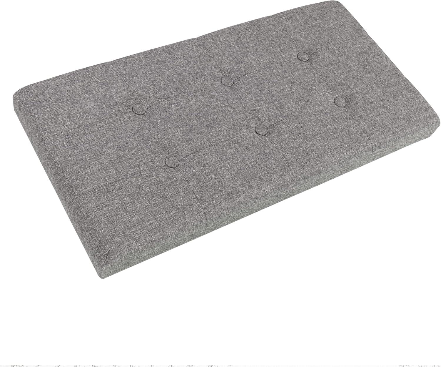 imageStorage Ottoman 30Inch Folding Tufted Footrest Linen Chest or Bench with Removable Bin for Living Room Bedroom or Dorm by Lavish Home GrayDark Gray