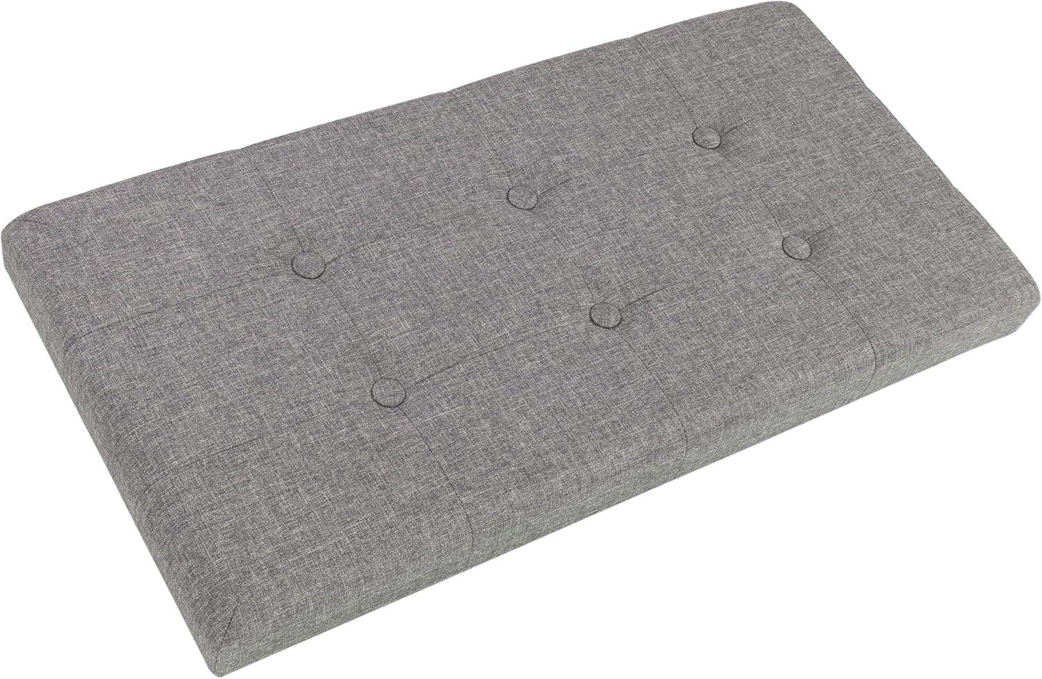 imageStorage Ottoman 30Inch Folding Tufted Footrest Linen Chest or Bench with Removable Bin for Living Room Bedroom or Dorm by Lavish Home GrayDark Gray