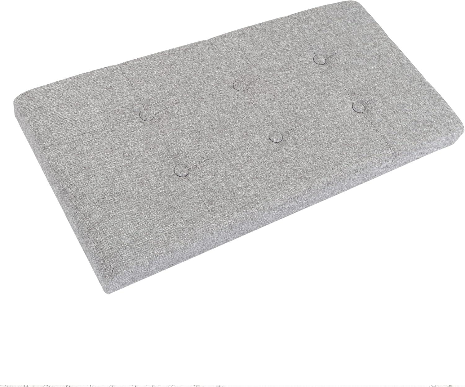 imageStorage Ottoman 30Inch Folding Tufted Footrest Linen Chest or Bench with Removable Bin for Living Room Bedroom or Dorm by Lavish Home GrayLight Gray