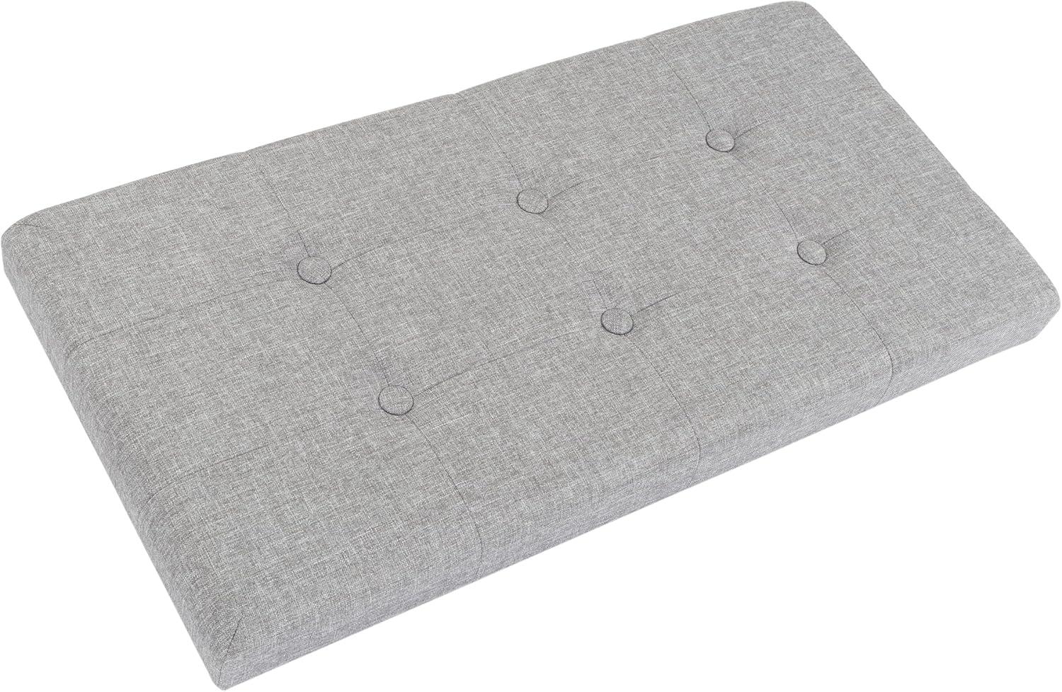 imageStorage Ottoman 30Inch Folding Tufted Footrest Linen Chest or Bench with Removable Bin for Living Room Bedroom or Dorm by Lavish Home GrayLight Gray