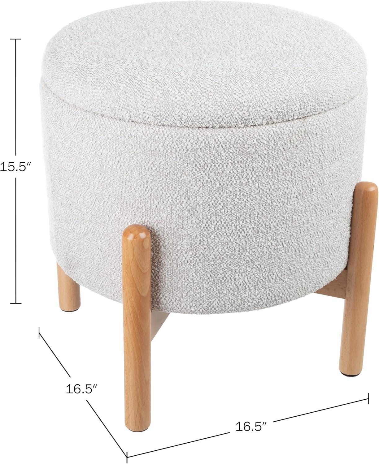 imageStorage Ottoman Multipurpose Round Footrest or Storage Organizer with Removable Top for Living Room Dorm or Apartment by Lavish Home GrayGrey