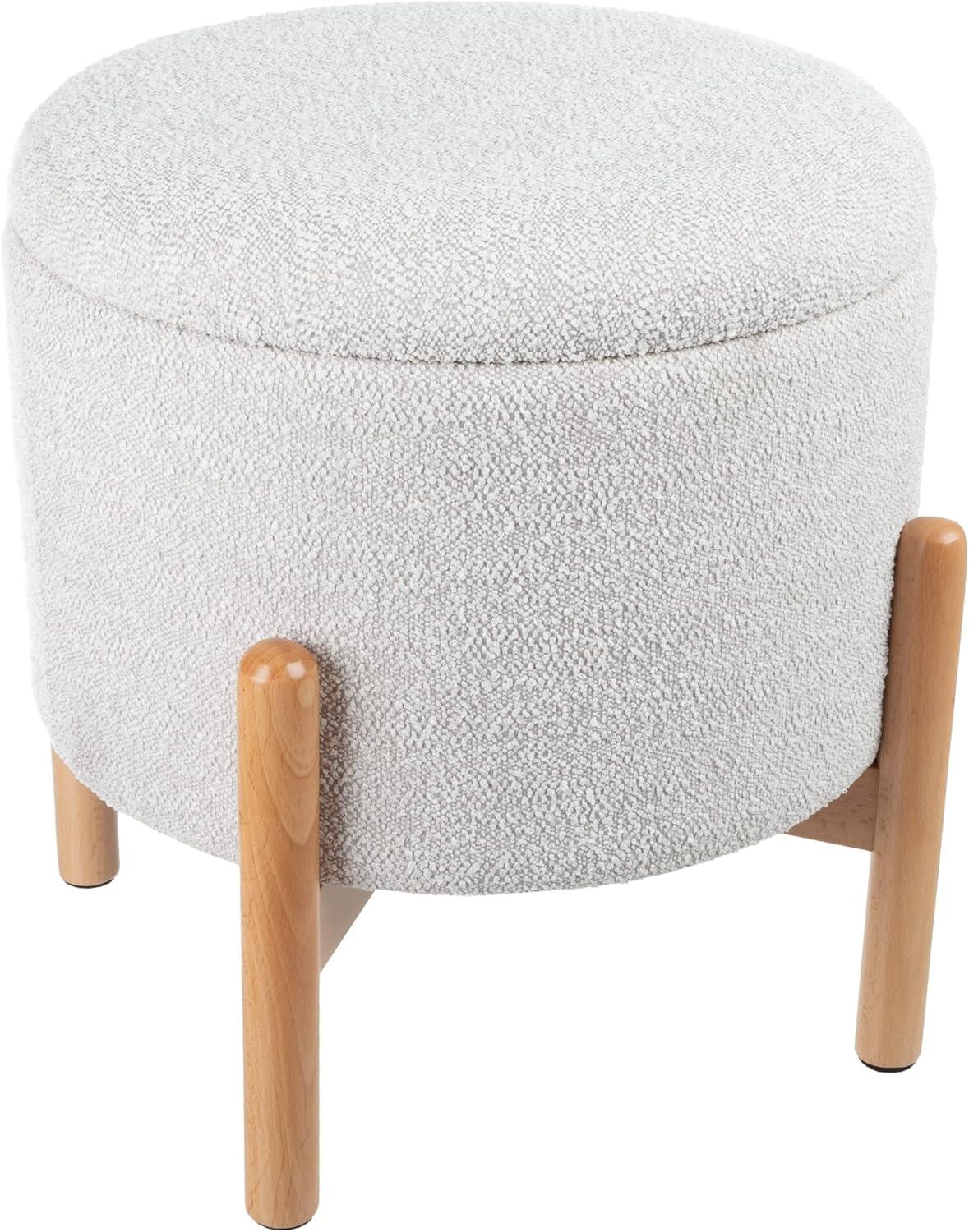 imageStorage Ottoman Multipurpose Round Footrest or Storage Organizer with Removable Top for Living Room Dorm or Apartment by Lavish Home GrayGrey