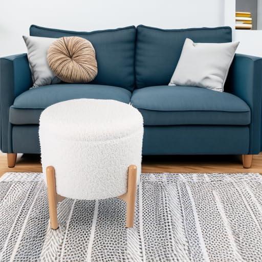 imageStorage Ottoman Multipurpose Round Footrest or Storage Organizer with Removable Top for Living Room Dorm or Apartment by Lavish Home GrayWhite