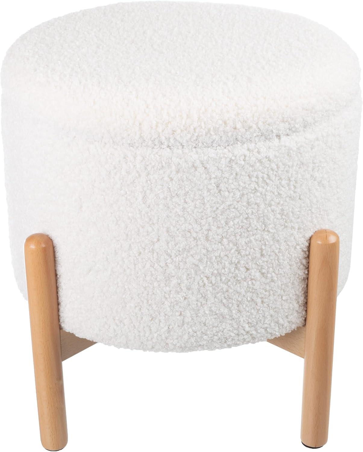 imageStorage Ottoman Multipurpose Round Footrest or Storage Organizer with Removable Top for Living Room Dorm or Apartment by Lavish Home GrayWhite
