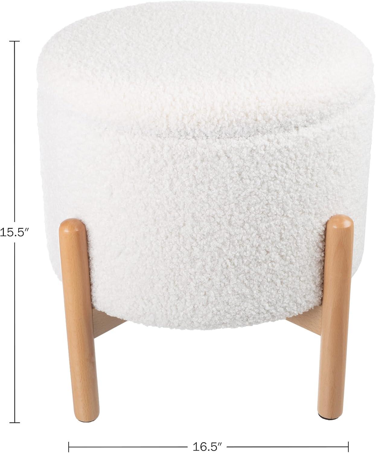 imageStorage Ottoman Multipurpose Round Footrest or Storage Organizer with Removable Top for Living Room Dorm or Apartment by Lavish Home GrayWhite