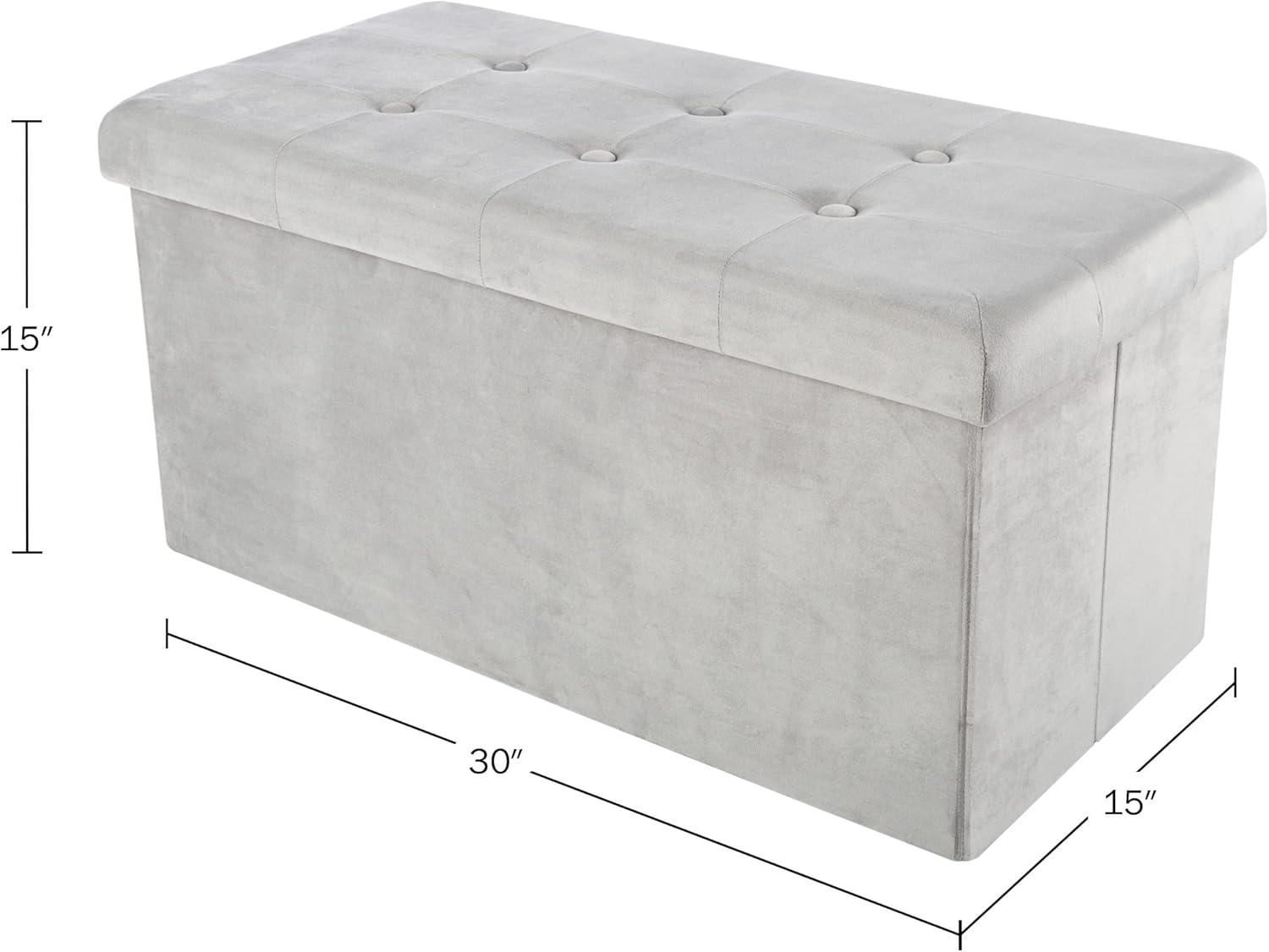 imageStorage Ottoman Velvet Tufted Footrest Linen Chest or Bench Organizer with Removable Lid for Bedroom Dorm Room or Entryway by Lavish Home GrayCube