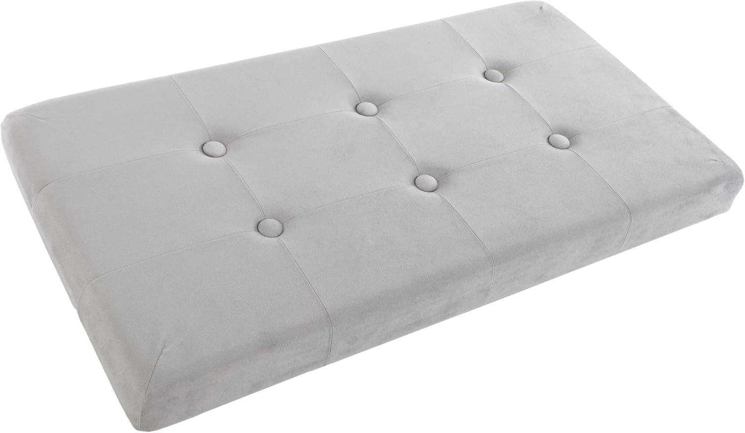 imageStorage Ottoman Velvet Tufted Footrest Linen Chest or Storage Organizer with Removable Lid for Bedroom Living Room or Dorm by Lavish Home GrayRectangular