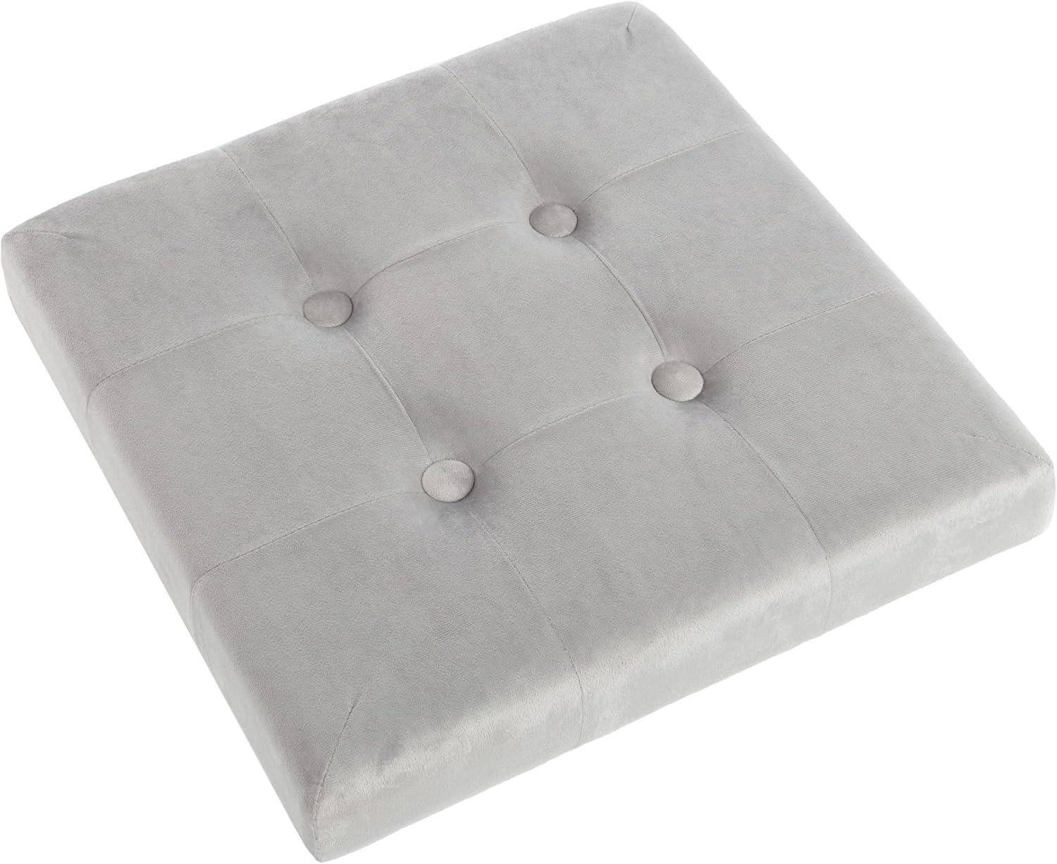 imageStorage Ottoman Velvet Tufted Footrest Linen Chest or Storage Organizer with Removable Lid for Bedroom Living Room or Dorm by Lavish Home GraySquare