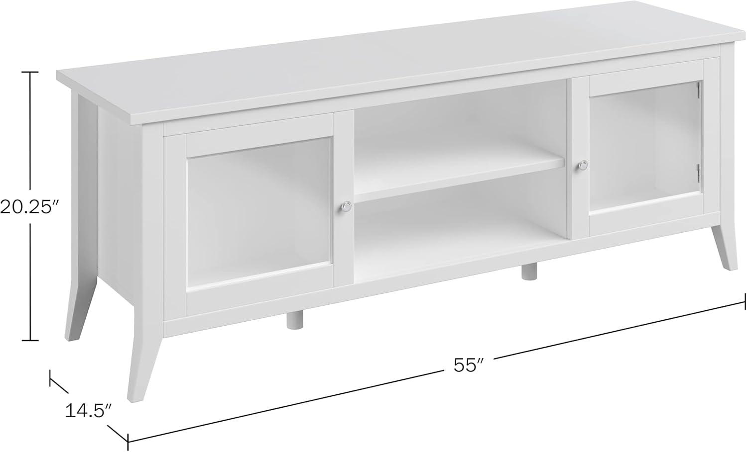 imageTV Stand 55inch Storage Cabinet with 2 Cubbies and 2 Shelves Entertainment Center for Living Room Bedroom or Entryway by Lavish Home White