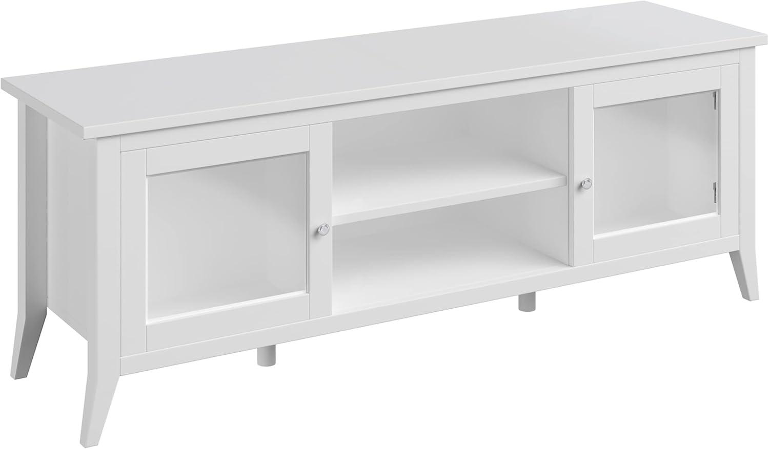 imageTV Stand 55inch Storage Cabinet with 2 Cubbies and 2 Shelves Entertainment Center for Living Room Bedroom or Entryway by Lavish Home White