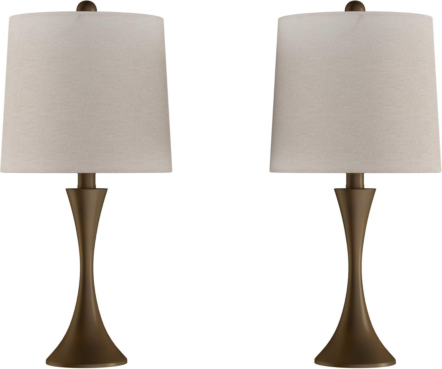 imageTable Lamps Set of 2 MidCentury Modern Lights with Metal Flared Trumpet Base Includes Energy Efficient LED Light Bulbs by Lavish Home Bronze