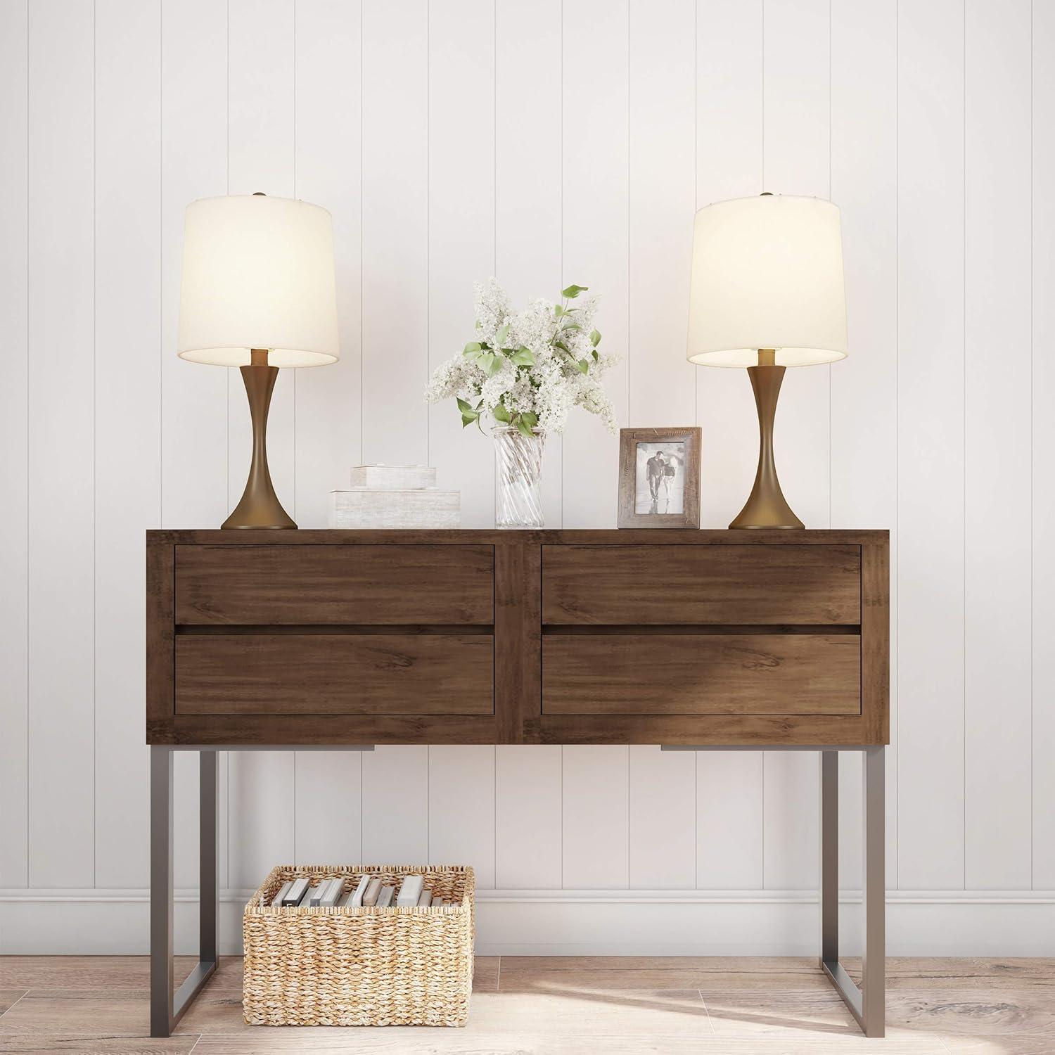 imageTable Lamps Set of 2 MidCentury Modern Lights with Metal Flared Trumpet Base Includes Energy Efficient LED Light Bulbs by Lavish Home Bronze