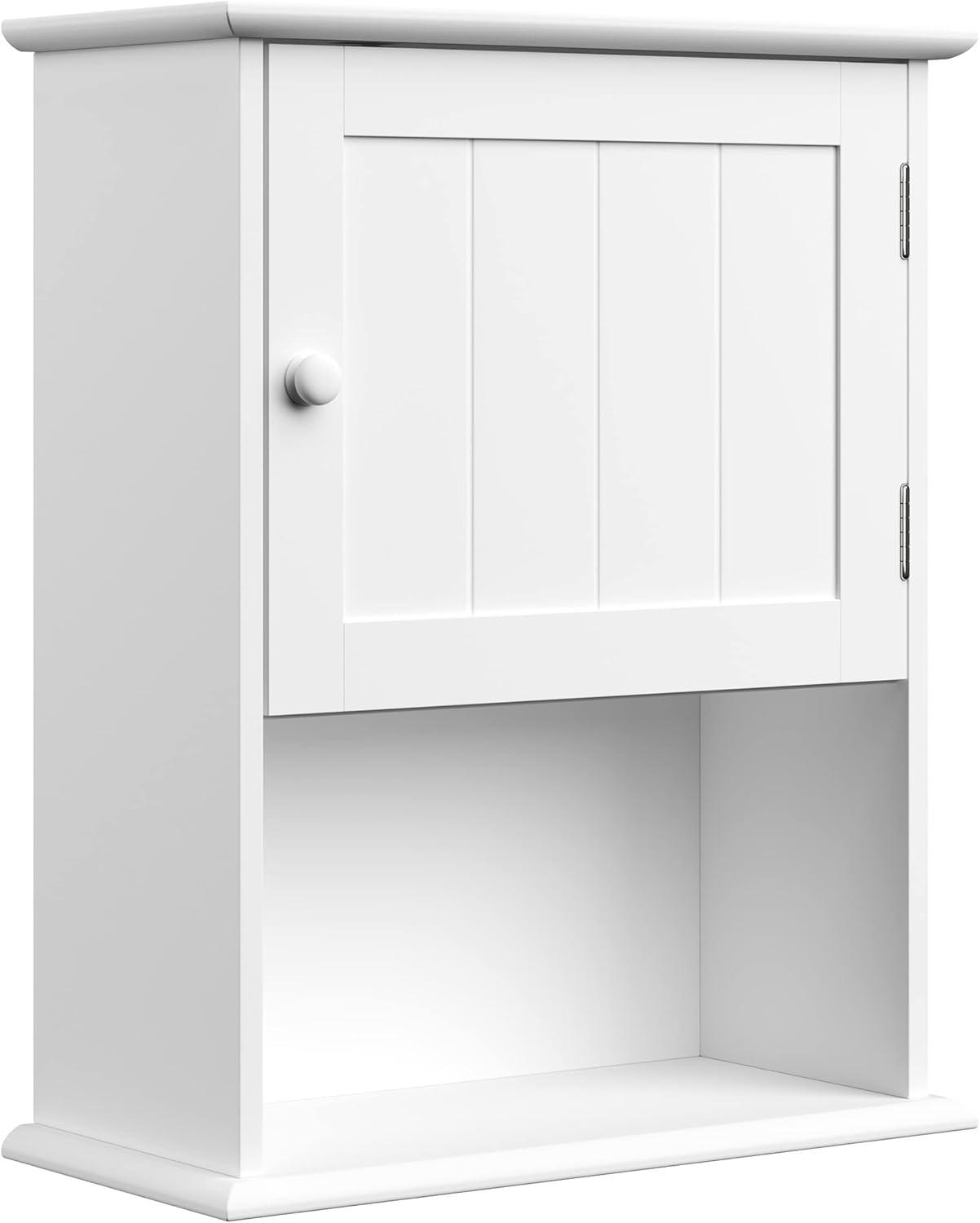imageWallMounted Storage Cabinet Kitchen Pantry Laundry Room or Bathroom Organizer with Open Shelf Bathroom Storage Furniture by Lavish Home White