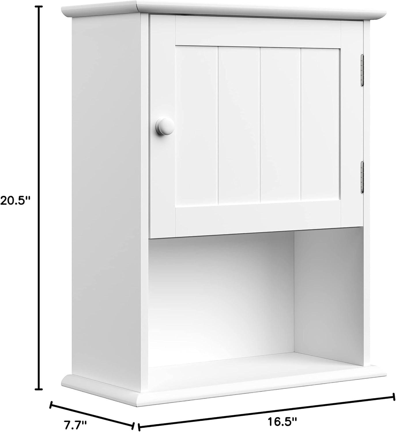 imageWallMounted Storage Cabinet Kitchen Pantry Laundry Room or Bathroom Organizer with Open Shelf Bathroom Storage Furniture by Lavish Home White