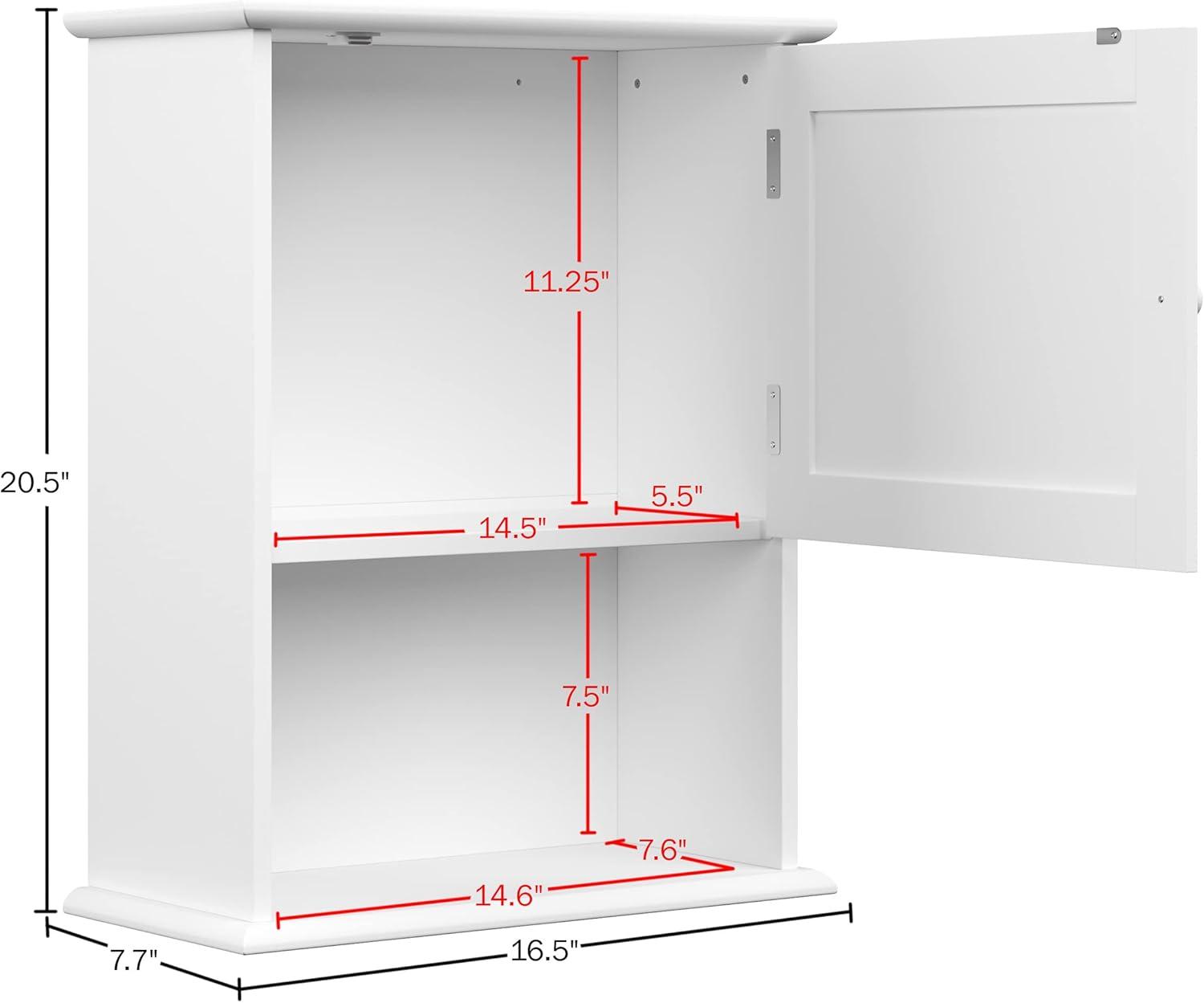 imageWallMounted Storage Cabinet Kitchen Pantry Laundry Room or Bathroom Organizer with Open Shelf Bathroom Storage Furniture by Lavish Home White