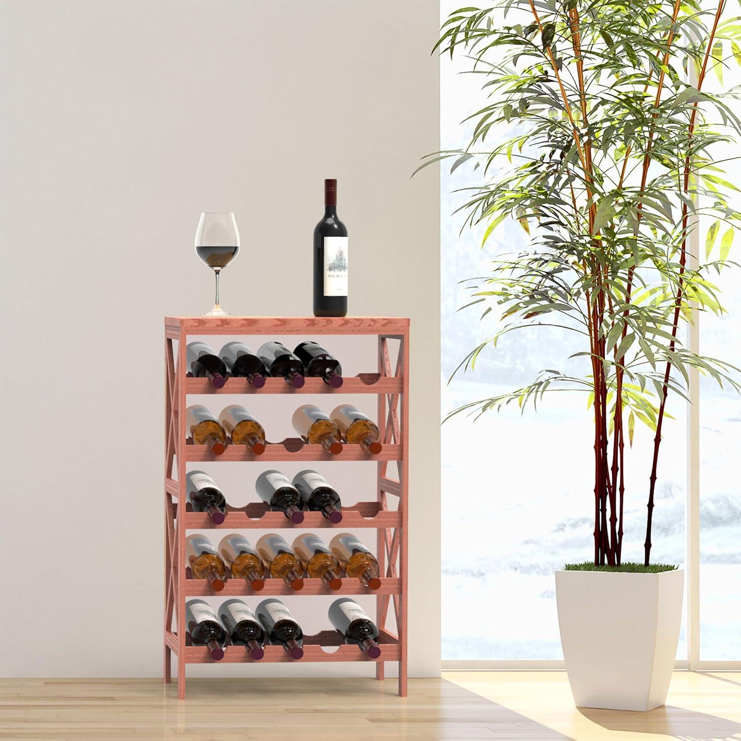 imageWine Rack Freestanding Wine Bottle Holder with Tabletop for Kitchen Bar Dining or Living Room 25 Bottle Rack Made of Wood by Lavish Home