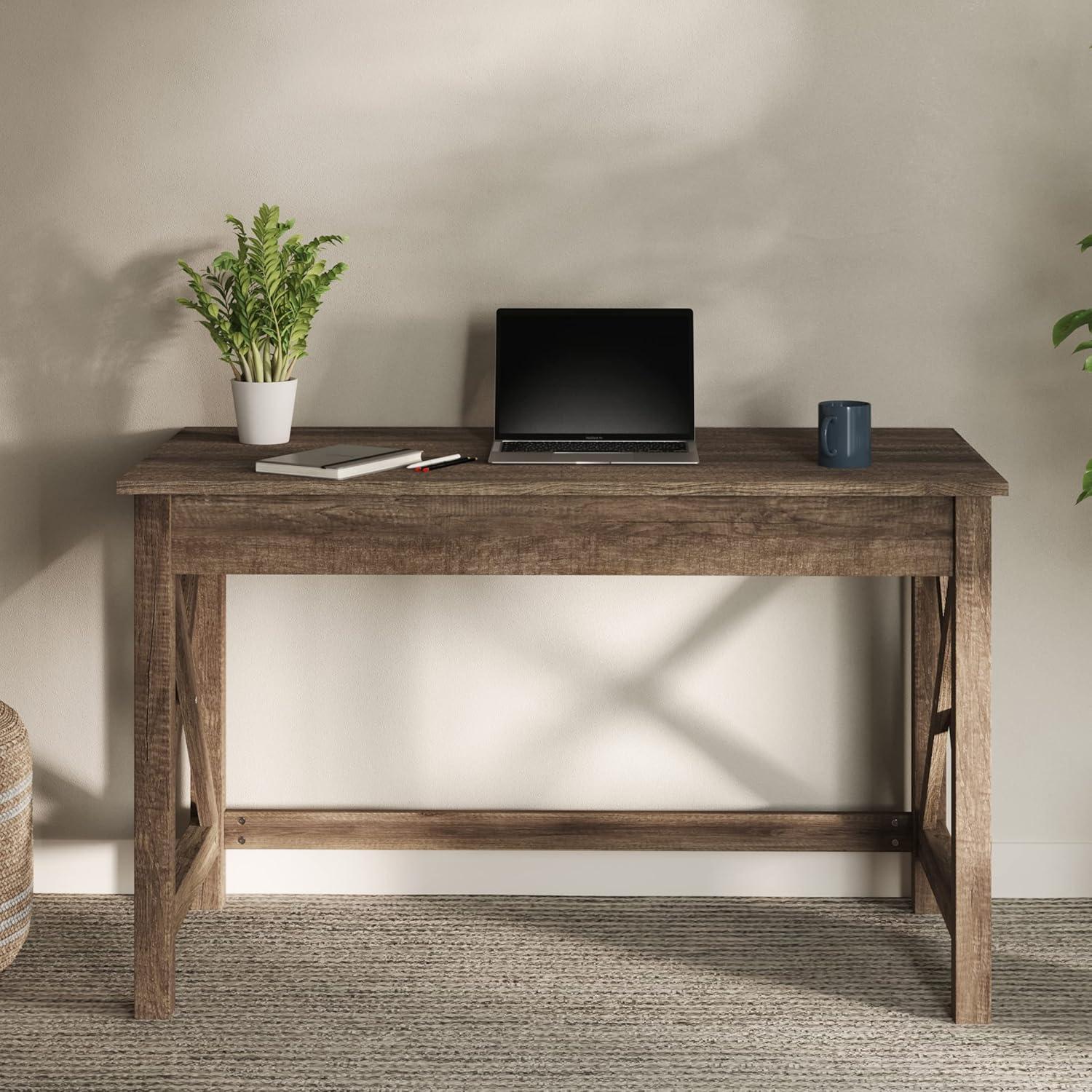imageWriting Desk Work Desk with XPattern Legs for Office Bedroom Computer or Craft Table Home Office Desks by Lavish Home Tan Wood FinishLight Tan Woodgrain