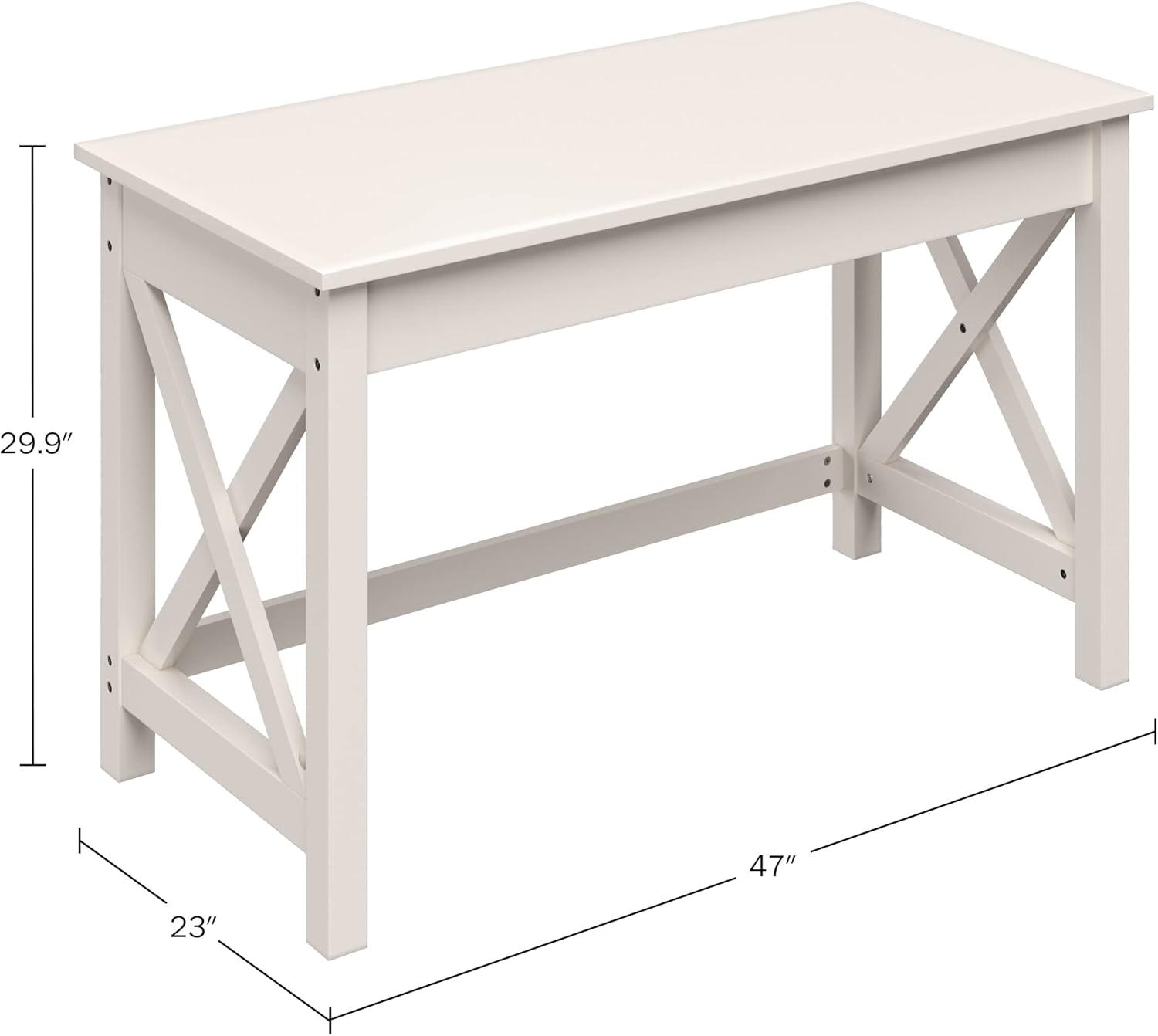 imageWriting Desk Work Desk with XPattern Legs for Office Bedroom Computer or Craft Table Home Office Desks by Lavish Home Tan Wood FinishWhite