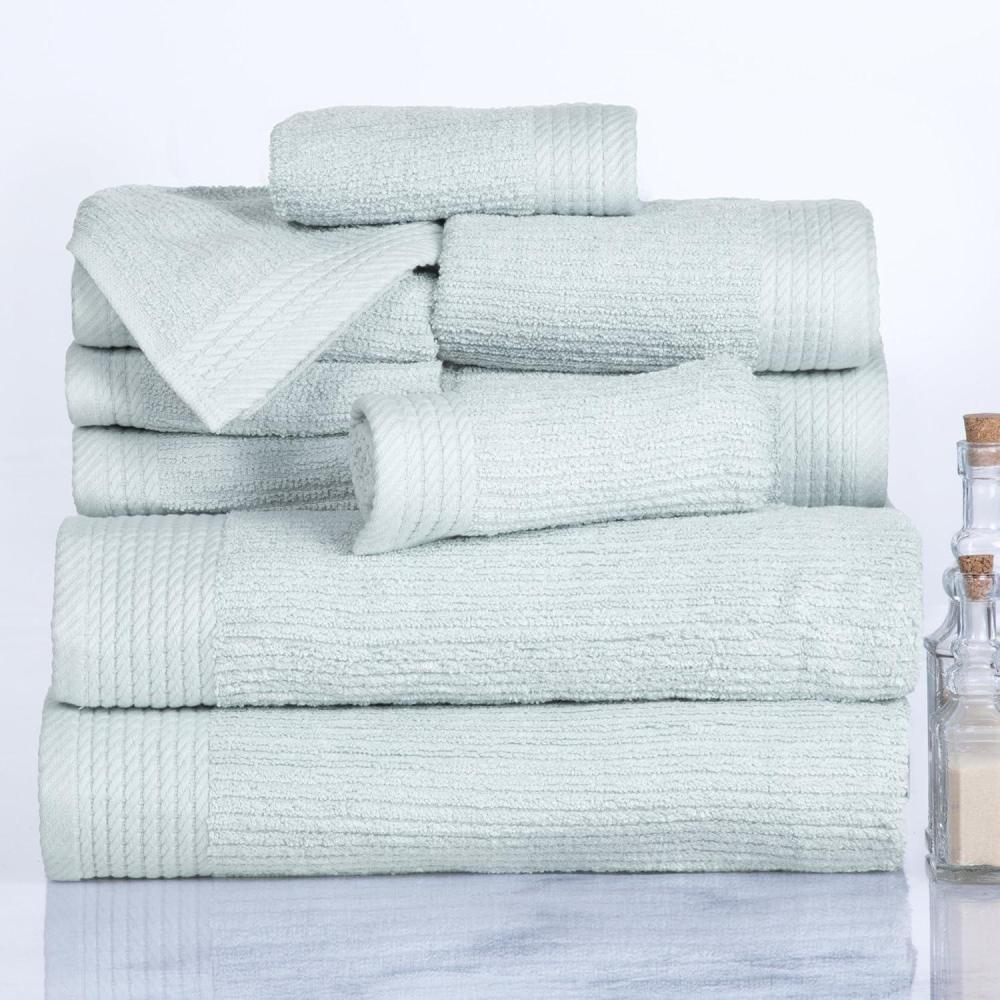 image10PC Towel Set 525GSM 100 Cotton Bathroom Essentials with 2 Bath Towels 2 Hand Towels 4 Washcloths and 2 Fingertip Towels Absorbent for Shower Gym Spa and Dorm by Lavish Home WhiteSeafoam