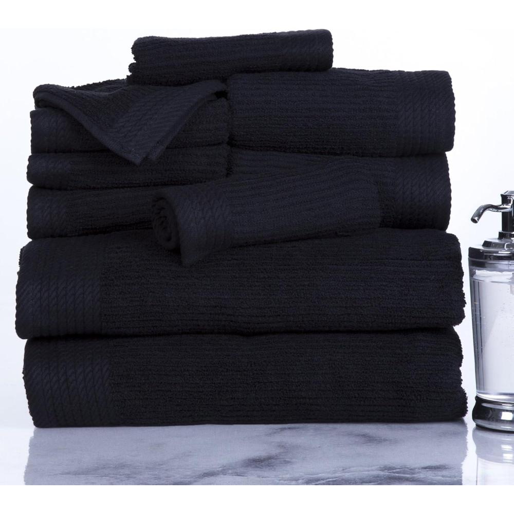image10PC Towel Set  525GSM 100 Cotton Bathroom Essentials with 2 Bath Towels 2 Hand Towels 4 Washcloths and 2 Fingertip Towels  Absorbent for Shower Gym Spa and Dorm by Lavish Home WhiteBlack
