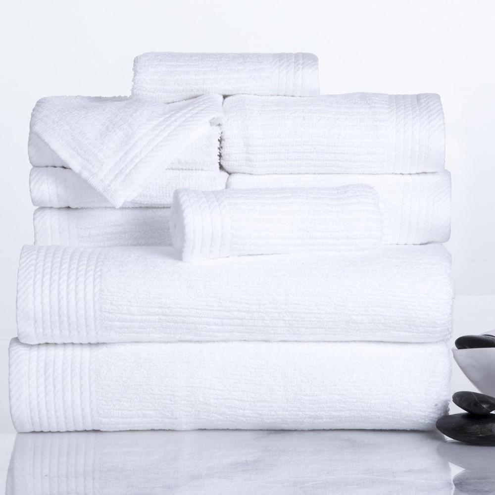 image10PC Towel Set 525GSM 100 Cotton Bathroom Essentials with 2 Bath Towels 2 Hand Towels 4 Washcloths and 2 Fingertip Towels Absorbent for Shower Gym Spa and Dorm by Lavish Home WhiteWhite