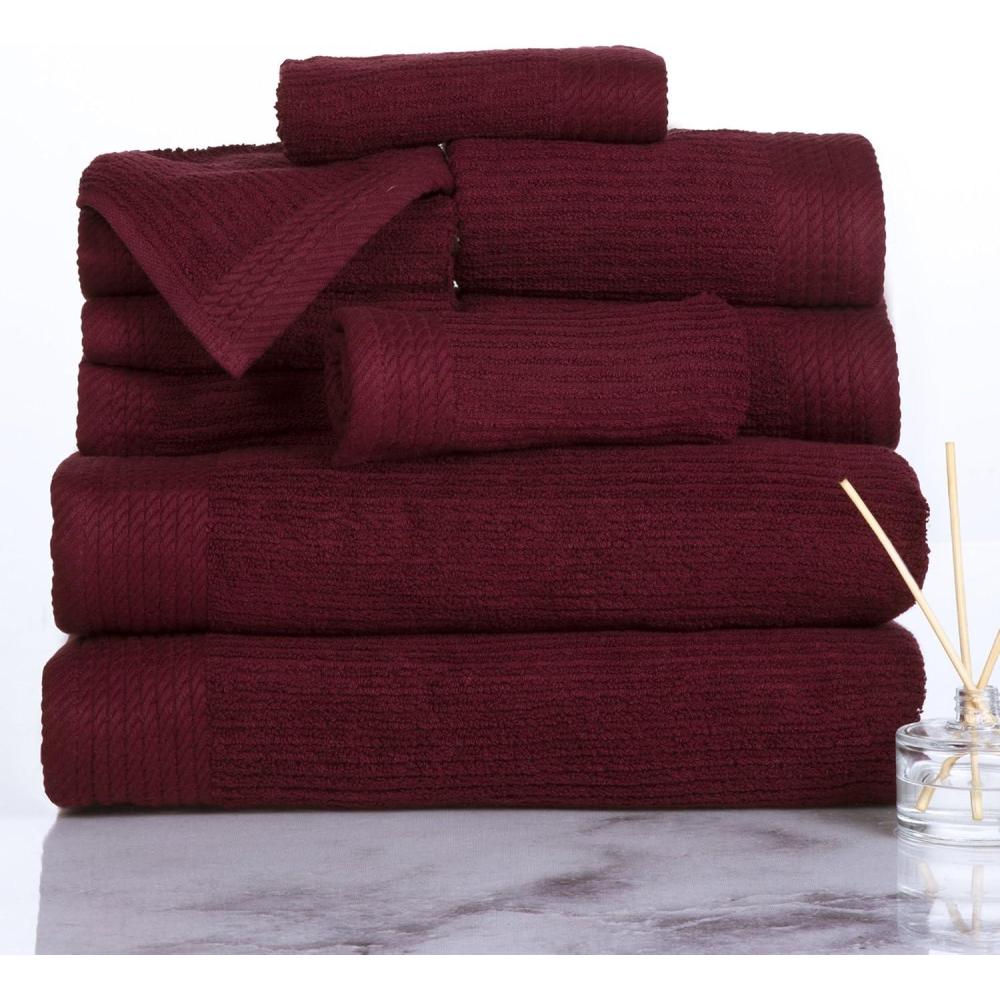 image10PC Towel Set  525GSM 100 Cotton Bathroom Essentials with 2 Bath Towels 2 Hand Towels 4 Washcloths and 2 Fingertip Towels  Absorbent for Shower Gym Spa and Dorm by Lavish Home WhiteBurgundy