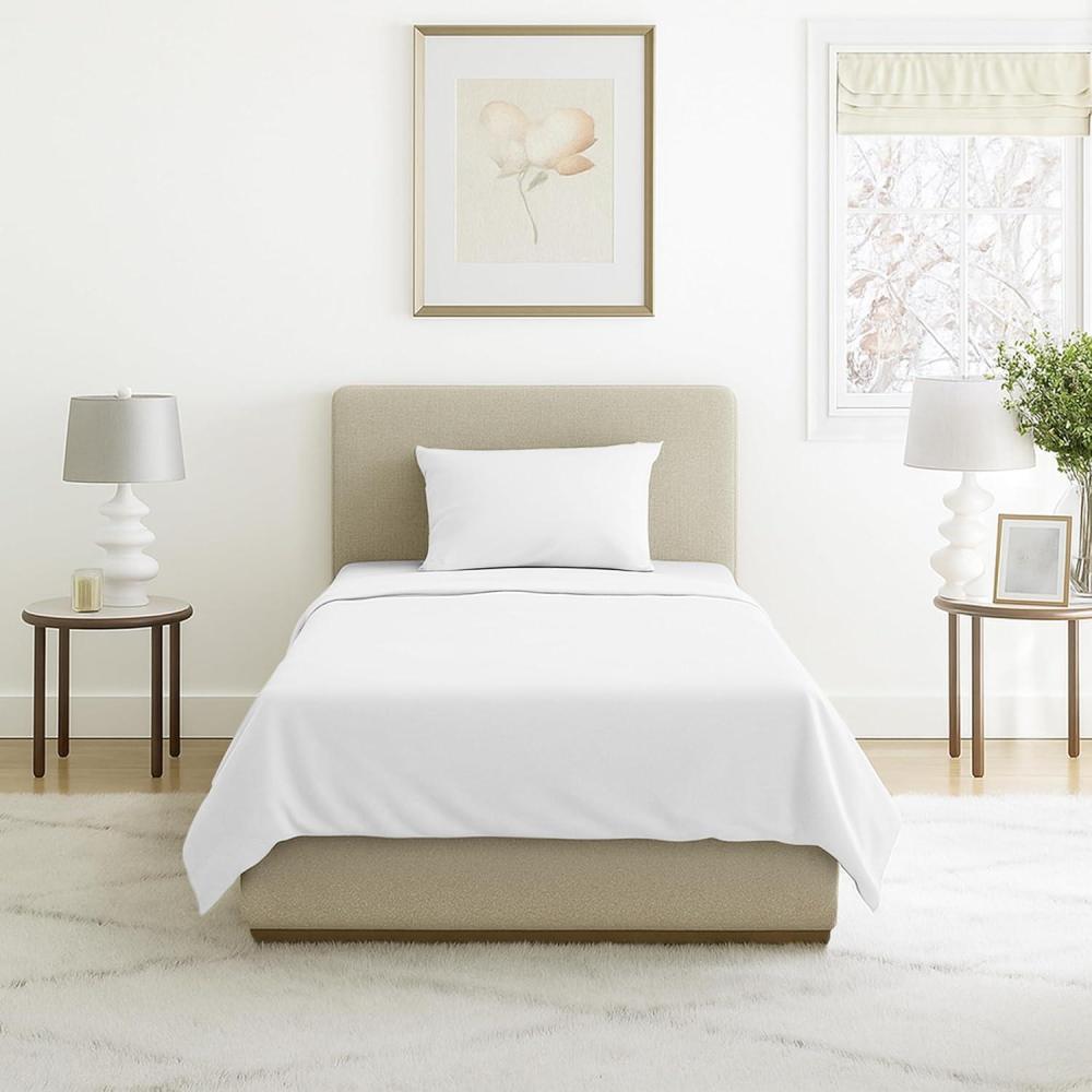 image3Piece Brushed Microfiber Sheet Set Wrinkle Stain and FadeResistant Fitted and Flat Twin XL Sheets Plus Pillowcase by Lavish Home BlueWhite