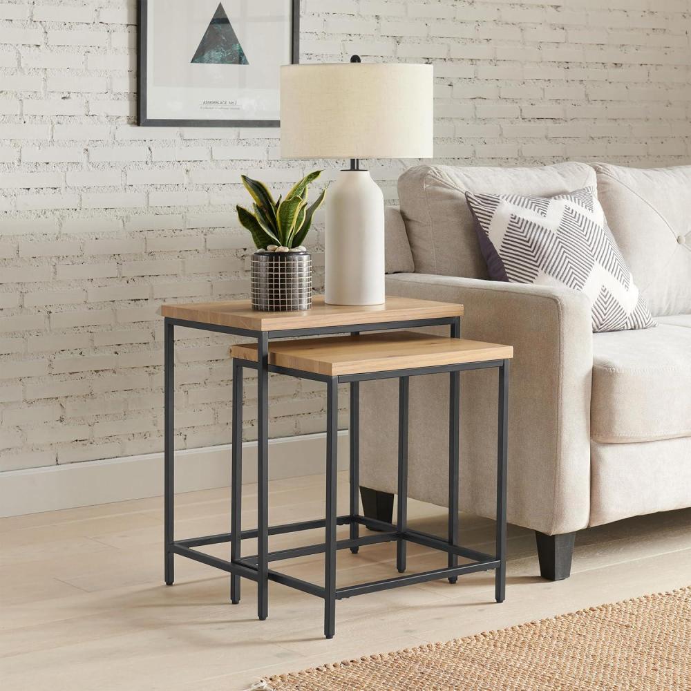 imageAlaterre Furniture 3Piece Coffee Table Set Modern Nesting Tables with Large Table and Side Tables for Living Room Apartment or Dorm WalnutSet of 2