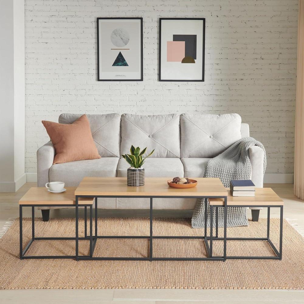 imageAlaterre Furniture 3Piece Coffee Table Set Modern Nesting Tables with Large Table and Side Tables for Living Room Apartment or Dorm WalnutSet of 3