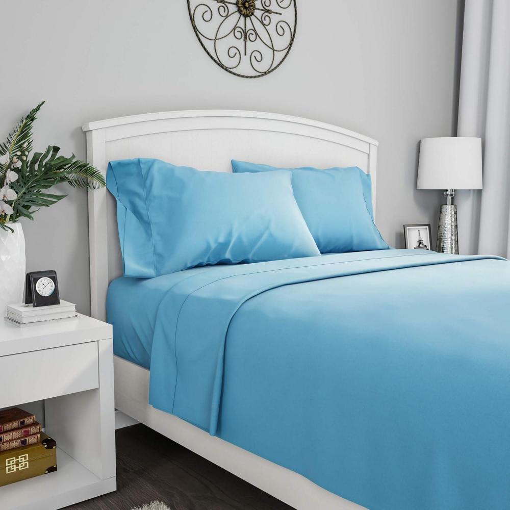 imageBrushed Microfiber Sheet Set 3 Piece Bed Linens Fitted ampamp Flat Sheets 1 PillowcaseWrinkle Stain ampamp Fade Resistant by Lavish Home Twin Light BlueTwin