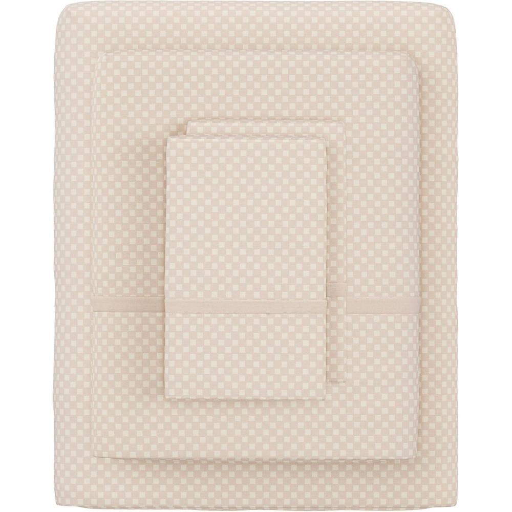 imageBrushed Microfiber Sheet Set 3 Piece Embossed Checkered Bed Linens Deep Pocket Fitted ampamp Flat Sheets Plus A Pillowcase by Lavish Home Twin BlueChampagne