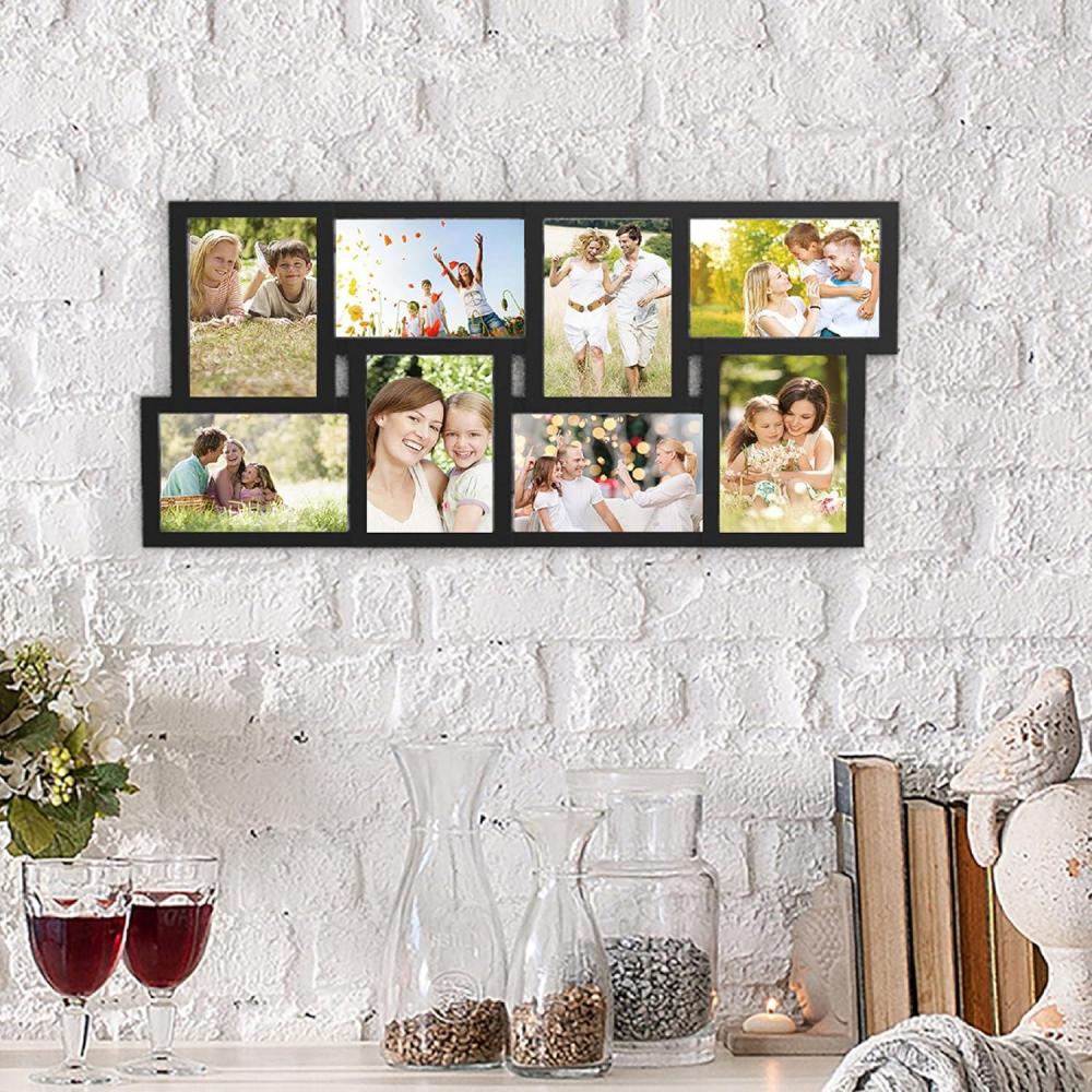 imageCollage Picture Frame with 8 Openings for 4x6 Photos Wall Hanging Multiple Photo Frame Display for Personalized Decor by Lavish Home Black