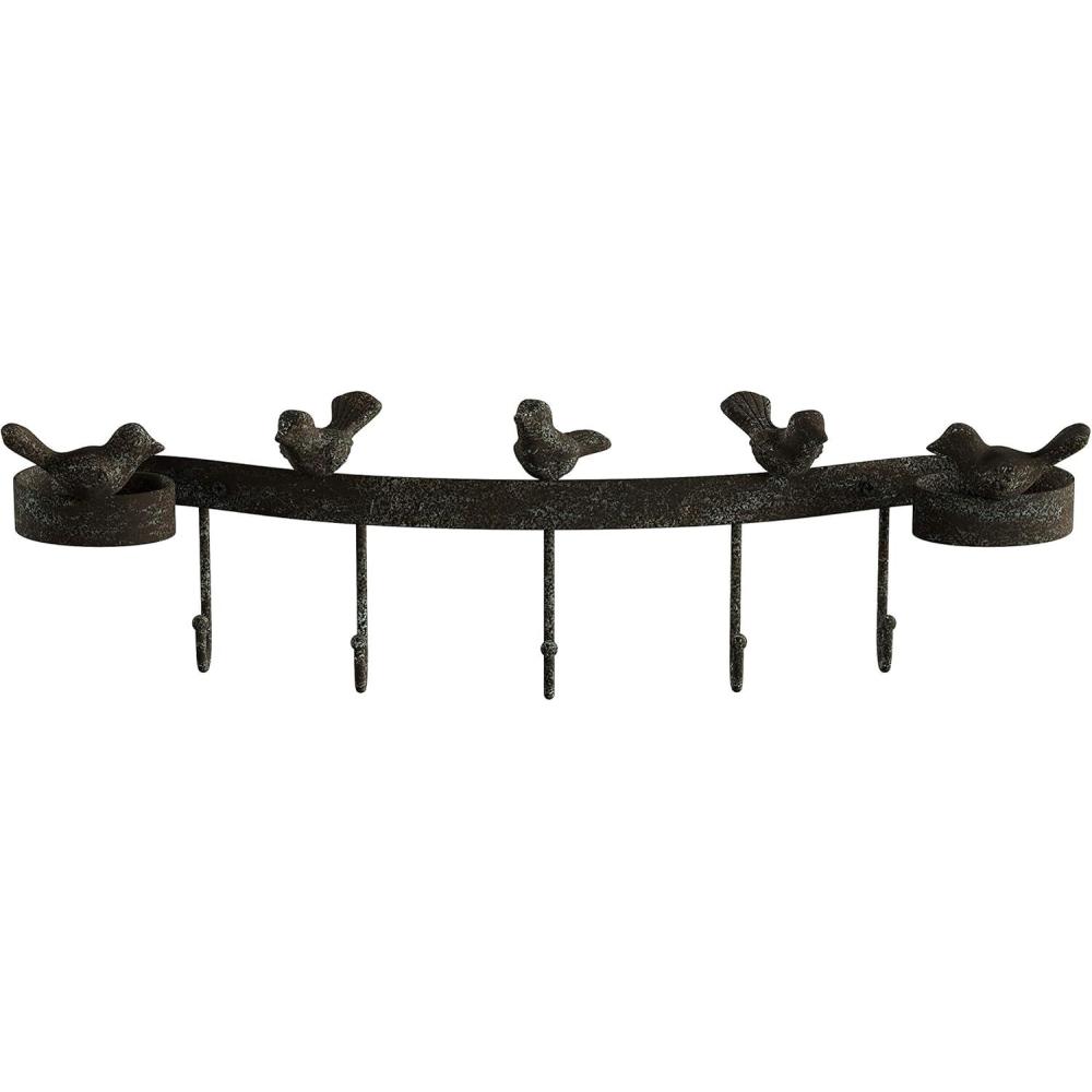 imageDecorative Bird on Tree Branch HookCast Iron Shabby Chic Rustic Wall Mount Hooks for Coats Towels Hats Scarves Jewelry and More by Lavish HomeRibbon